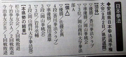 平成19(2007)年10月7日付 朝日新聞(No421スポーツ愛媛　/毎週日曜掲載)
